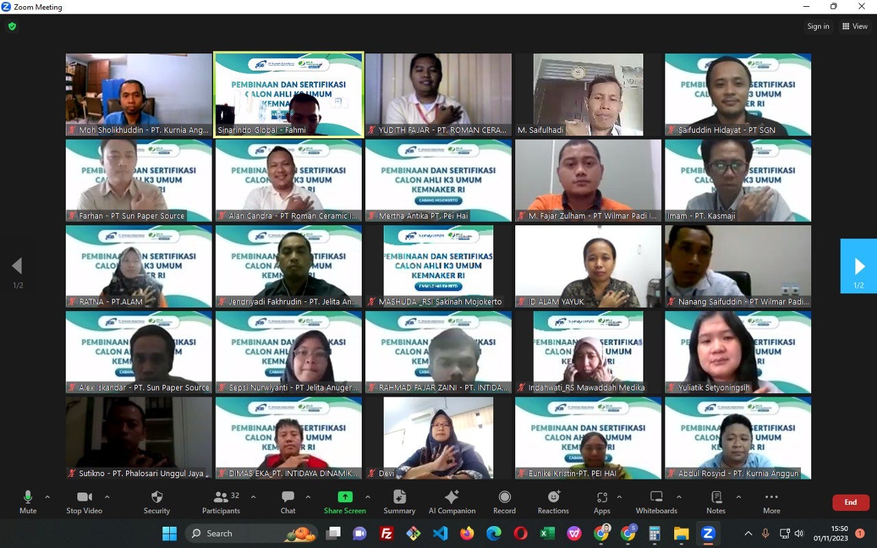 Pembinaan AK3U Sesi Online batch 18 selama 8 hari sebelum dilanjutkan dengan sesi offline selama 4 hari